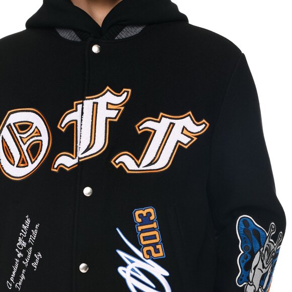 Off-White Gang Wool Blend Varsity Bomber Jacket - Picture 5 of 13